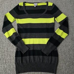 The Slope Brooklyn Sweater S Neon Stripe Black Gray Y2K Indie Sleaze